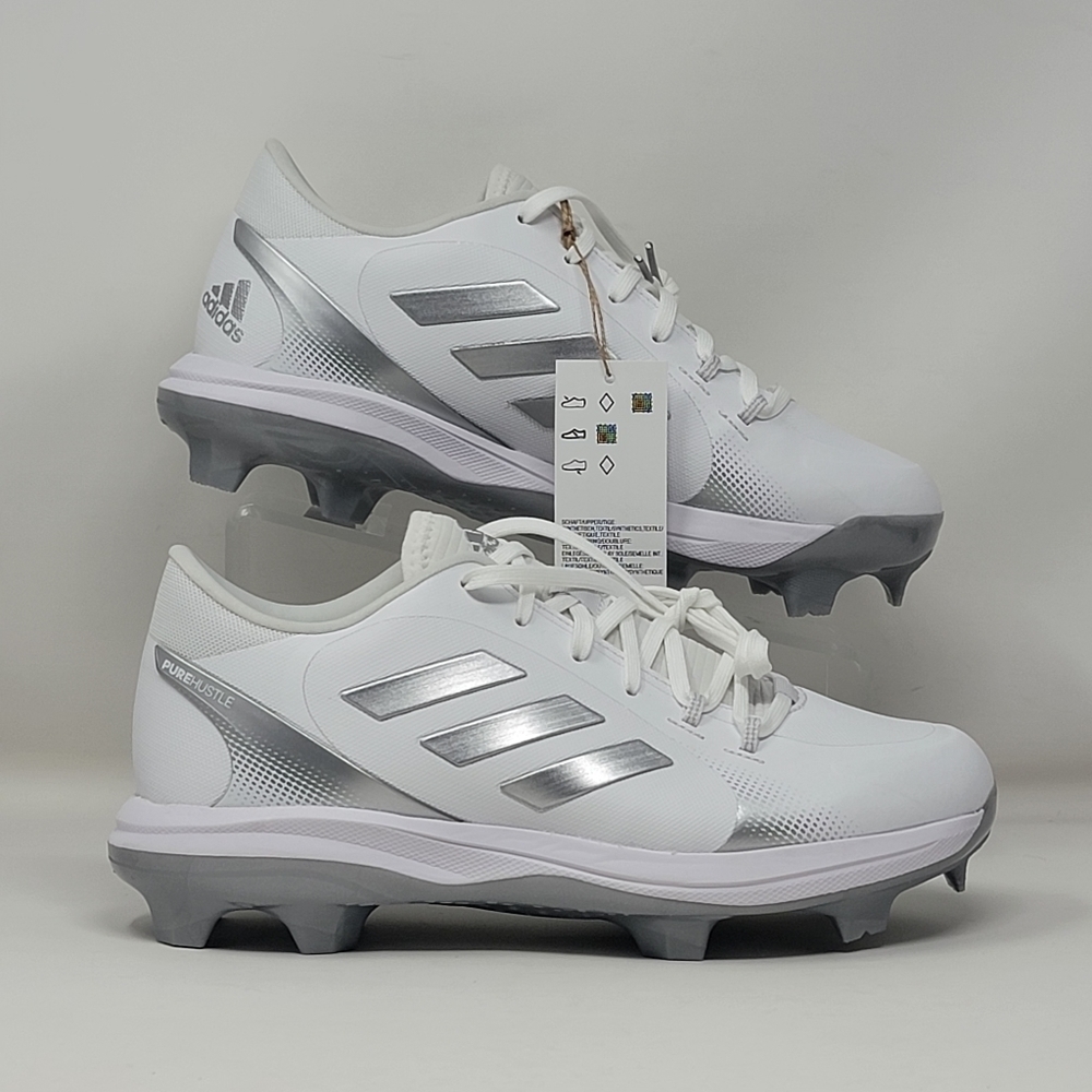 Adidas Purehustle 2 TPU Baseball Shoes White Grey Womens Size Multi H02347 New